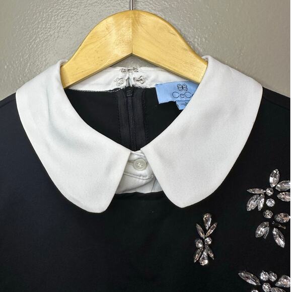 Cece Women's Embellished Layered Look Top Black Sz L Chic Effortless Style - Picture 7 of 10